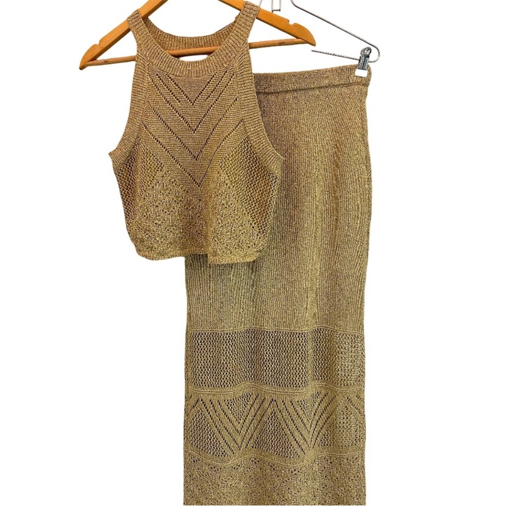 House of Harlow 1960 Gold Knit Skirt Set